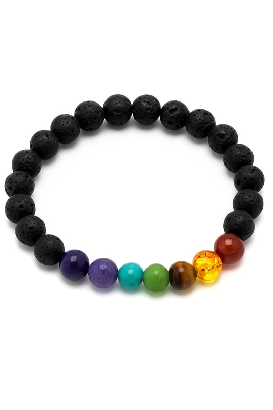 Seven Chakra Bracelet with lava stone - The Mind and Body Alignment bracelet.